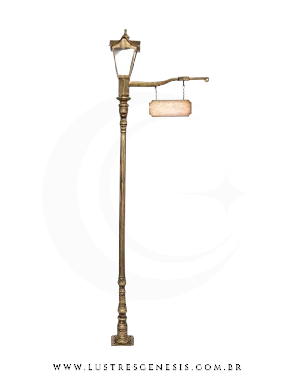 Poste de Jardim Colonial 2,34m Alumínio Fundido com Suporte para Placa Iluminação externa fachada, jardim e área gourmet